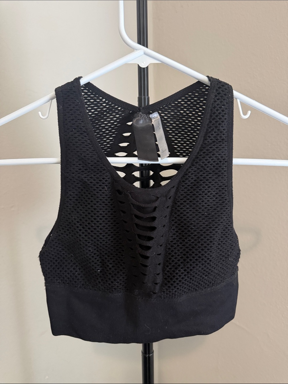 Monet Black Open-Weave Racerback Top